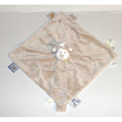 Doudou Singe Noukies Marionnette Peluche Singe Plat Beige