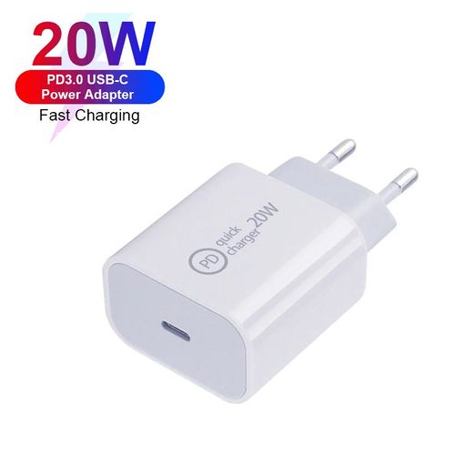 Mini Usb-C Pd 20w Adaptateur Rapide Type-C Pd 20w Chargeur Mural Pour Iphone 12 Pour Ipad Blanc