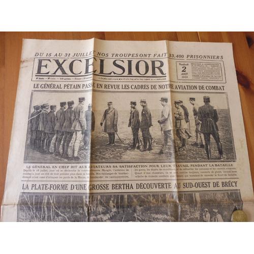 Ww1 / Journal De Guerre / Excelsior / Petain / Aviation De Combat / Original 1918