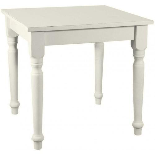Table Non Extensible Style Champêtre En Tilleul Massif, Finition Blanche Antique L80xpr80xh78 Cm