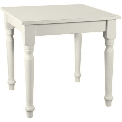 Table Non Extensible Style Champêtre En Tilleul Massif, Finition Blanche Antique L80xpr80xh78 Cm