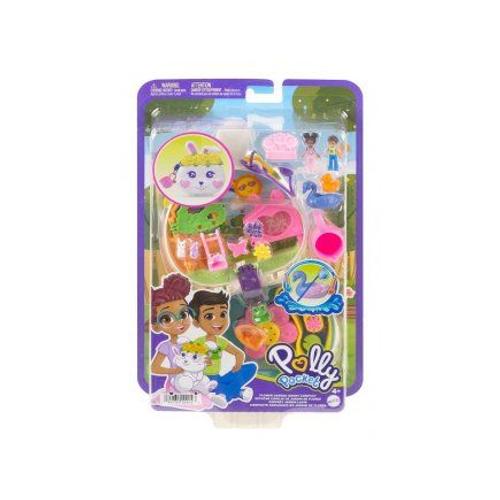 Polly Pocket - Coffret Lapin, Jardin De Reve - Aventures Plein Air - Avec Figurines, Animaux, Accessoires - Set Fille + Carte