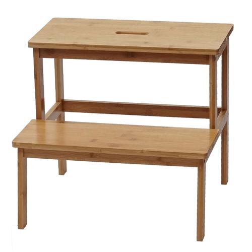 Tabouret Marche-Pied Hwc-B87, Banquette, Marchepied, Tabouret En Bois, Bambou 43x47x38cm