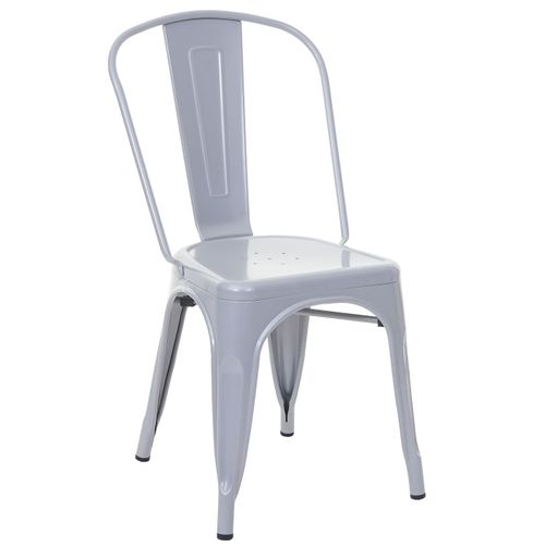 Chaise De Bistro En Métal Hwc-A73, Désign Industriel Métallique, Empilable   Gris