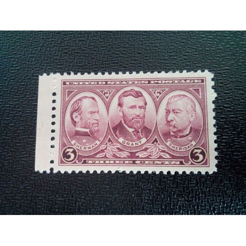 Timbre Etats-Unis Yt 355 Les Généraux William T. Sherman, Ulysses S. Grant Et Philip H. 1937 ( 091004 )