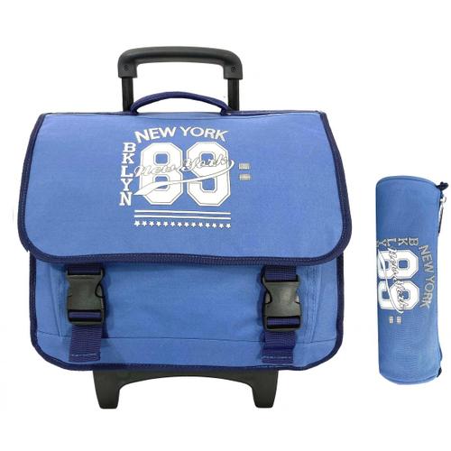 Cartable scolaire double compartiment avec roulettes & trousse offerte Cactus