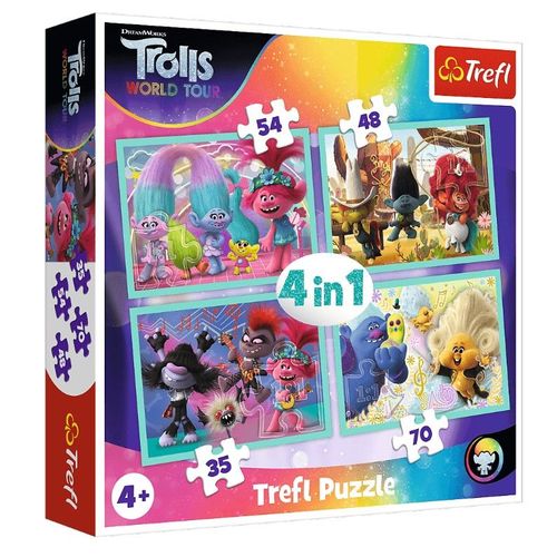 4 Puzzles - Dreamworks - Trolls World Tour - 35, 48, 54 Et 70 Pièces