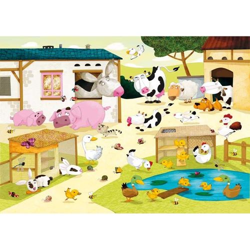 Puzzle En Bois Découpé À La Main - La Ferme - 12 Pièces