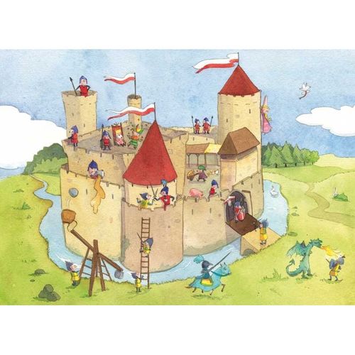 Puzzle En Bois Découpé À La Main - Panique Au Château-Fort - 24 Pièces