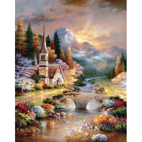 Puzzle Pièces Xxl - James Lee - A Country Evening Service - 1000 Pièces