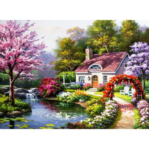 Spring Cottage In Full Bloom - Puzzle 1500 Pièces
