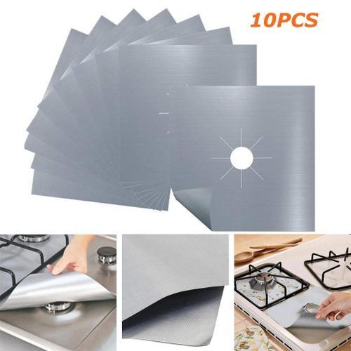 10pc Cuisinière À Gaz Surface Protection Tampon Haute Température Résistant À L'huile Antifouling Tampon De Nettoyage Autocollant Téflon Enduit Fibre De Verre Tissu