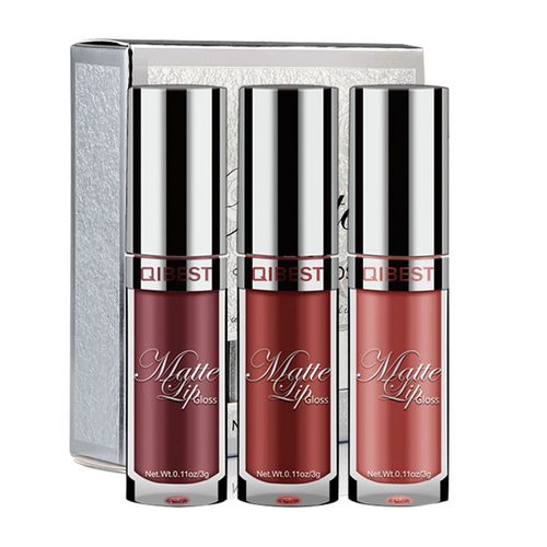 Qibest Argent Tube 3 Pack Brillant À Lèvres Ensemble Mat Nude Brillant À Lèvres Liquide Rouge À Lèvres 