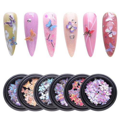 Nail Art 3d Décorations Manucure Papillon Conception 100 Pièces Conception Émulationnelle Style Japonais Ongles Paillettes Accessoires 