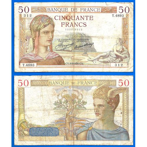 France 50 Francs 1936 Ceres Billet Franc Frs Frc Frcs