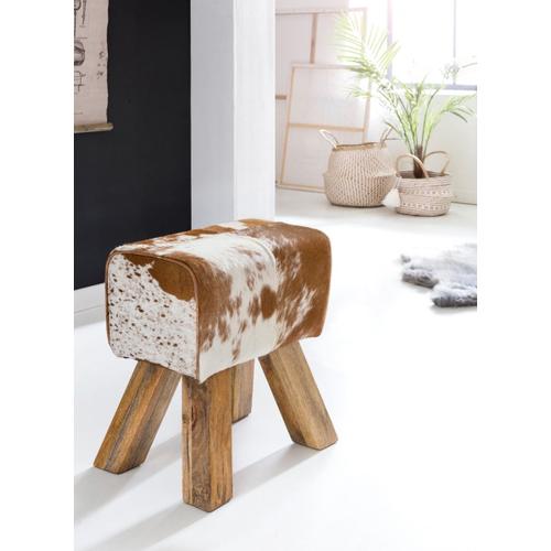 Tabouret Petit 30x47x40 Cm Bois Massif Ottoman Rembourré Rétro Séjour