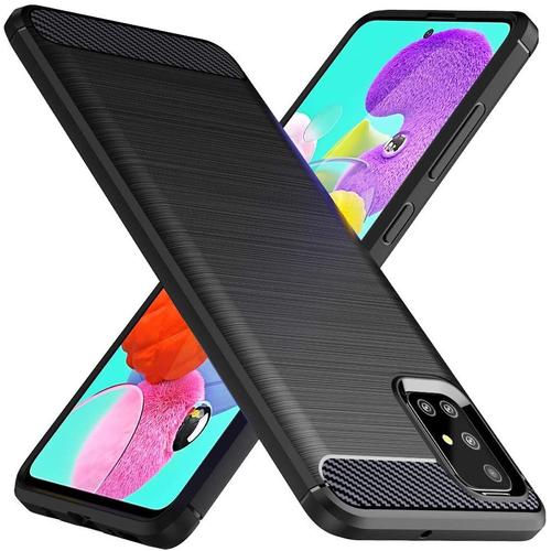 Samsung Galaxy A51 5g Housse Etui Coque De Protection Fibre De Carbone [Noir]