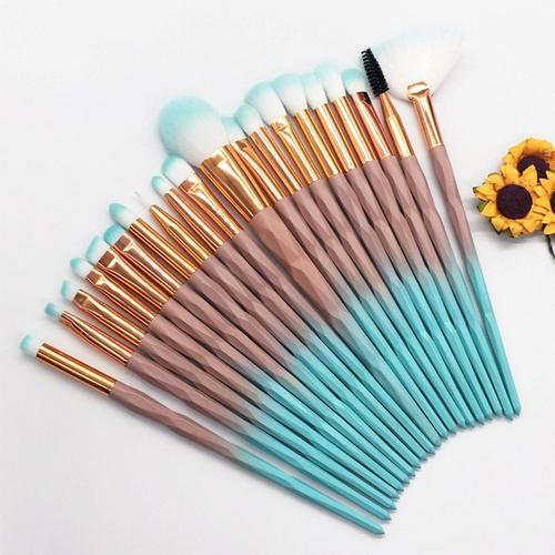 20 Pièces Diamant Maquillage Brosse Ensemble Pinceau Pour Les Yeux Liquide Fond De Teint Ombre À Paupières Contour Beauté Cosmétique Coloré Maquillage Outils 