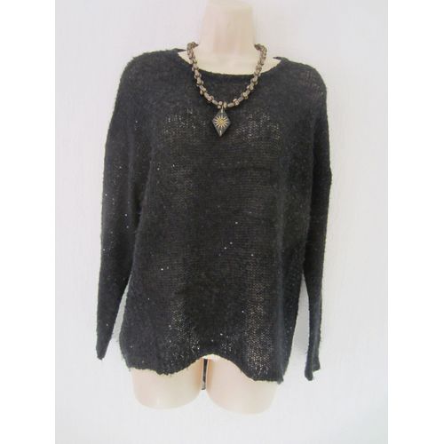 Pull Noir Dos En Voile Du 44 Au 48