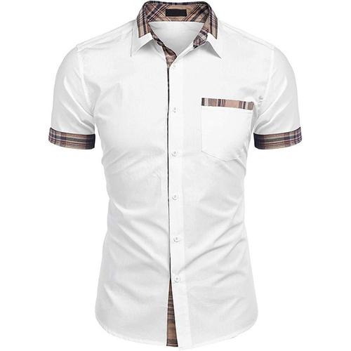 Chemises Hommes Uni Manche Courte Casual Fit Grande Vêtements Masculinwx69