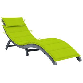 Transat Chaise Longue Bain De Soleil Lit De Jardin Terrasse Meuble D'extérieur Avec Coussin Gris Bois D'acacia Solide Helloshop26 02_0012466