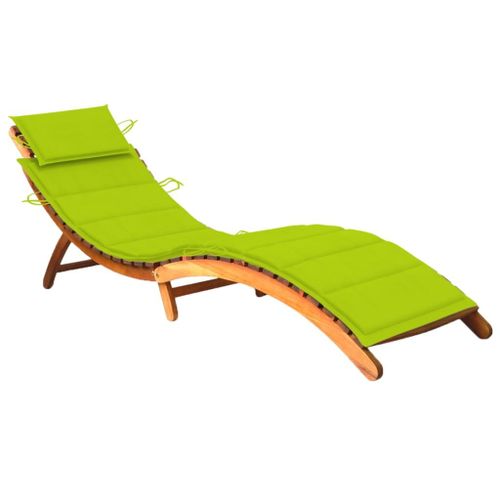 Transat Chaise Longue Bain De Soleil Lit De Jardin Terrasse Meuble D'extérieur Avec Coussin Bois D'acacia Solide Helloshop26 02_0012354