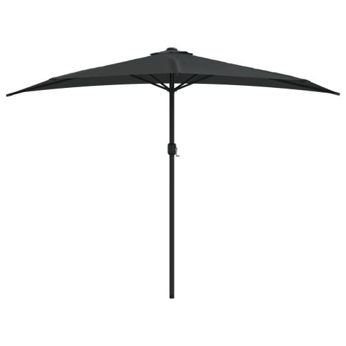 Parasol De Balcon Avec Mât En Aluminium 300 X 150 X 253cm Demi Noir Helloshop26 02_0008303