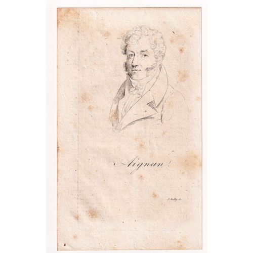 Gravure 1821 Portrait Étienne Aignan Beaugency Loiret Théâtre Dramaturge