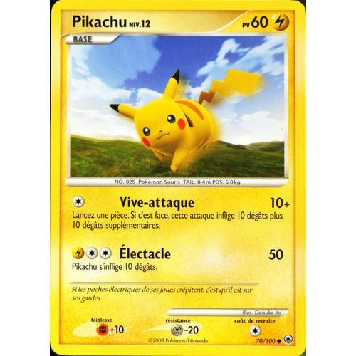Carte Pokémon 70/100 Pikachu Niv.12 60 Pv Série Diamant Et Perle 5 : Aube Majestueuse Neuf Fr