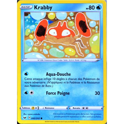 Carte Pokémon 42/202 Krabby 80 Pv Série Eb01 - Epée Et Bouclier 1 Neuf Fr