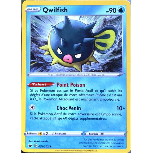 Carte Pokémon 51/202 Qwilfish 90 Pv Série Eb01 - Epée Et Bouclier 1 Neuf Fr