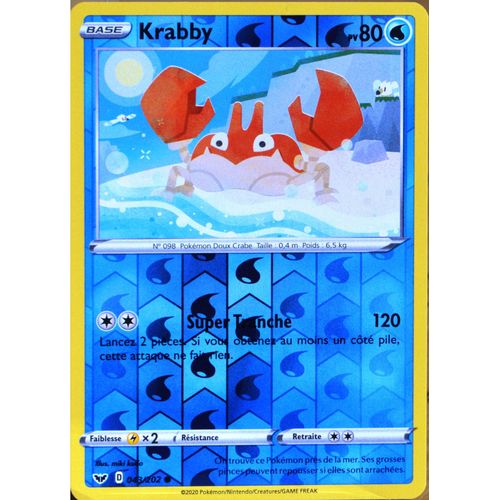 Carte Pokémon 43/202 Krabby - Reverse Série Eb01 - Epée Et Bouclier 1 Neuf Fr