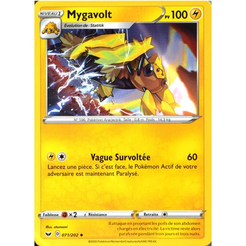 Carte Pokémon 71/202 Mygavolt 100 Pv Série Eb01 - Epée Et Bouclier 1 Neuf Fr