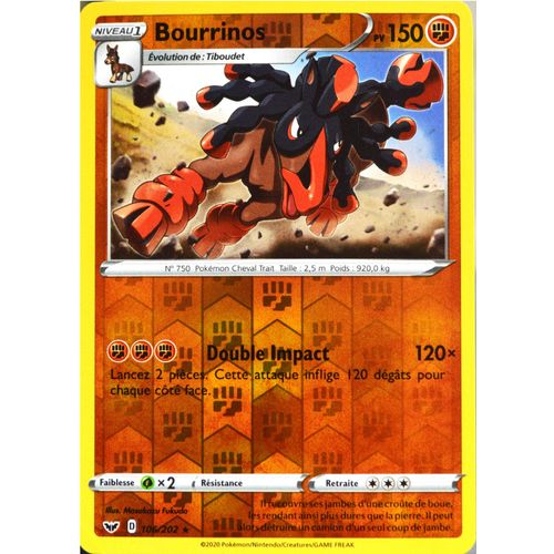 Carte Pokémon 106/202 Bourrinos - Reverse Eb01 - Epée Et Bouclier 1 Neuf Fr