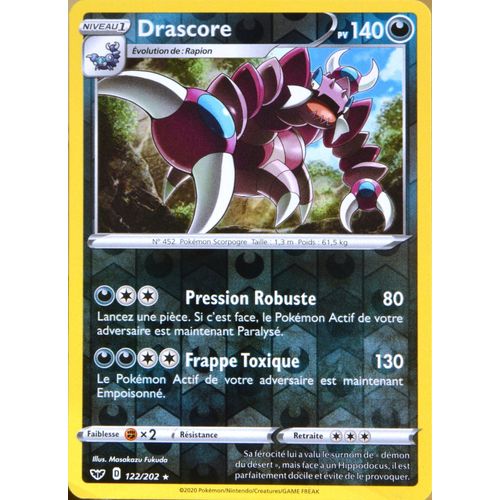 Carte Pokémon 122/202 Drascore - Reverse Eb01 - Epée Et Bouclier 1 Neuf Fr