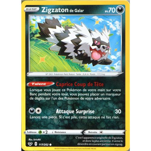 Carte Pokémon 117/202 Zigzaton De Galar Série Eb01 - Epée Et Bouclier 1 Neuf Fr