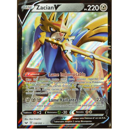 Carte Pokémon 138/202 Zacian V Eb01 - Epée Et Bouclier 1 Neuf Fr