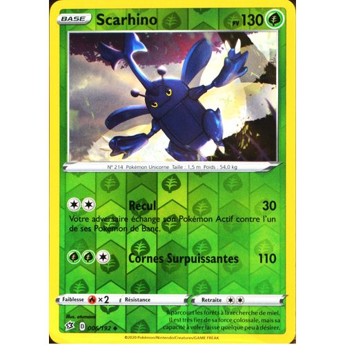 Carte Pokémon 6/192 Scarhino - Reverse Eb02 - Epée Et Bouclier - Clash Des Rebelles Neuf Fr