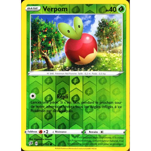 Carte Pokémon 21/192 Verpom - Reverse Eb02 - Epée Et Bouclier - Clash Des Rebelles Neuf Fr