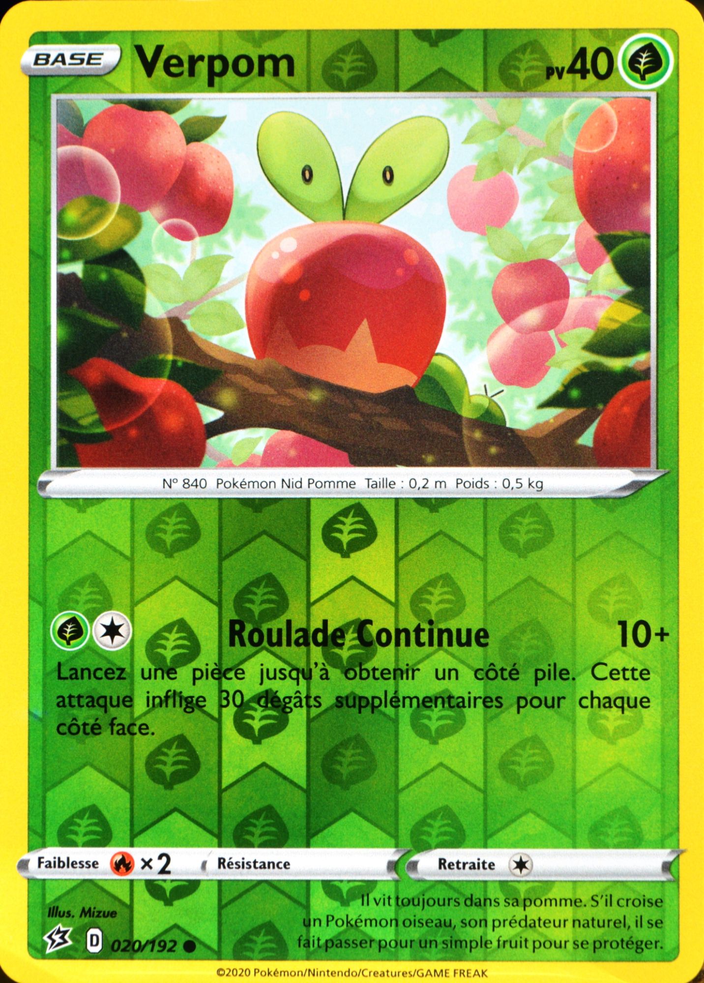 Carte Pokémon 20/192 Verpom - Reverse Eb02 - Epée Et Bouclier - Clash Des Rebelles Neuf Fr