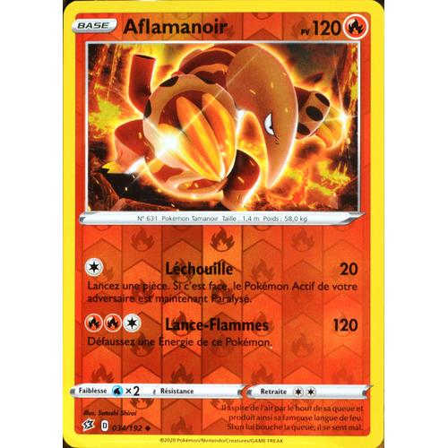 Carte Pokémon 34/192 Aflamanoir - Reverse Eb02 - Epée Et Bouclier - Clash Des Rebelles Neuf Fr