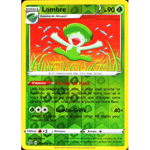 Carte Pokémon 8/192 Lombre - Reverse Eb02 - Epée Et Bouclier - Clash Des Rebelles Neuf Fr