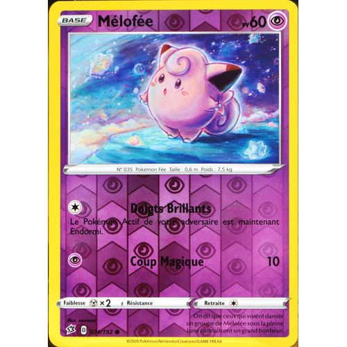 Carte Pokémon 74/192 Mélofée - Reverse Eb02 - Epée Et Bouclier - Clash Des Rebelles Neuf Fr