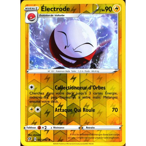 Carte Pokémon 57/192 Électrode - Reverse Eb02 - Epée Et Bouclier - Clash Des Rebelles Neuf Fr