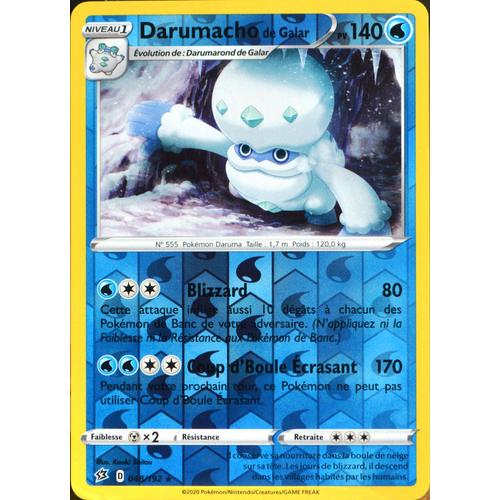 Carte Pokémon 48/192 Darumacho De Galar - Reverse Eb02 - Epée Et Bouclier - Clash Des Rebelles Neuf Fr