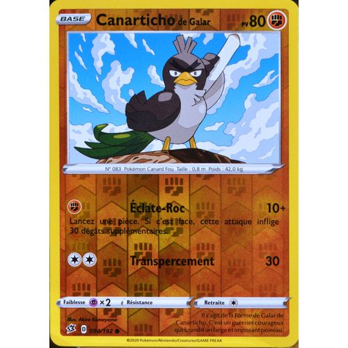 Carte Pokémon 94/192 Canarticho De Galar - Reverse Eb02 - Epée Et Bouclier - Clash Des Rebelles Neuf Fr