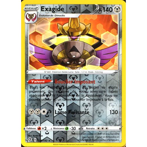 Carte Pokémon 135/192 Exagide - Reverse Eb02 - Epée Et Bouclier - Clash Des Rebelles Neuf Fr