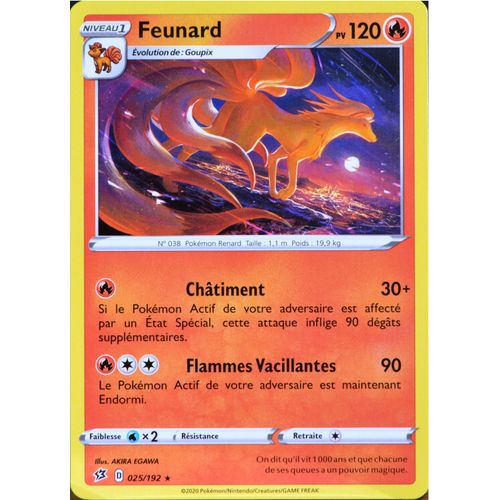 Carte Pokémon 25/192 Feunard Eb02 - Epée Et Bouclier - Clash Des Rebelles Neuf Fr