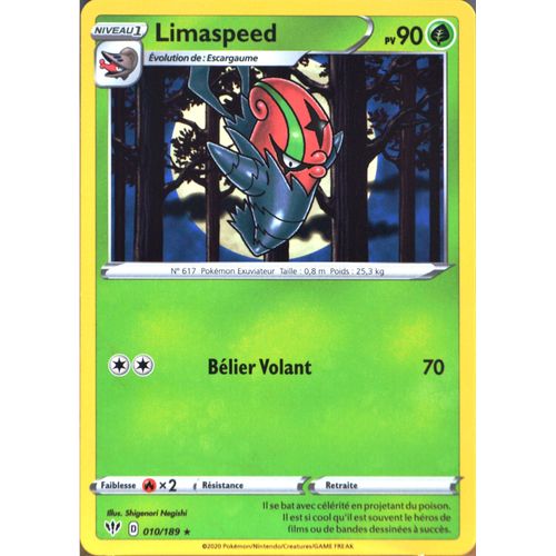 Carte Pokémon 10/189 Limaspeed Eb03 - Epée Et Bouclier - Ténèbres Embrasées Neuf Fr