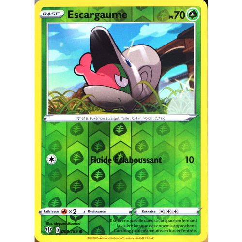 Carte Pokémon 9/189 Escargaume - Reverse Eb03 - Epée Et Bouclier - Ténèbres Embrasées Neuf Fr